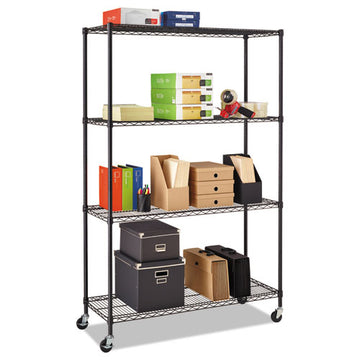 Alera® Nsf Certified 4-shelf Wire Shelving Kit With Casters, 48w X 18d X 72h, Black freeshipping - TVN Wholesale